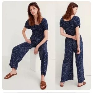 Madewell $128 Sophia Jumpsuit in Bandana Flower Navy & White Size XS